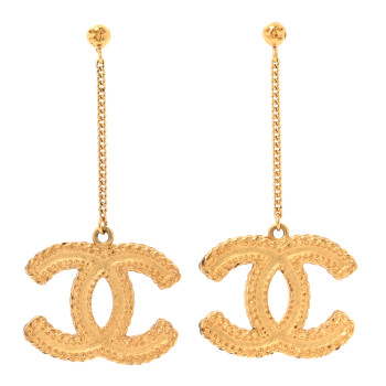 CHANEL CC Drop Earrings Matte Gold