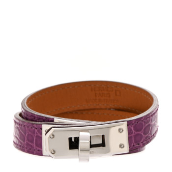 HERMES Shiny Alligator Kelly Double Tour Bracelet S Violet