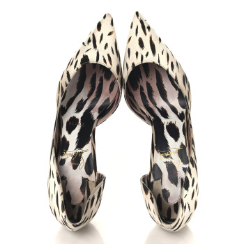 CHRISTIAN LOUBOUTIN Crepe Satin Leopard Print Gigi Iriza 85 Pumps 39.5 Vintage Rose