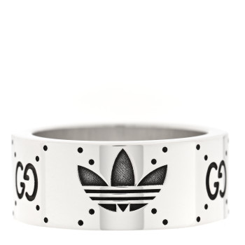 GUCCI X ADIDAS Sterling Silver Trefoil GG Monogram Extra Wide Band Ring 57 8