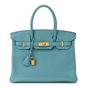 HERMES Taurillon Clemence Birkin 30 Bleu Saint Cyr
