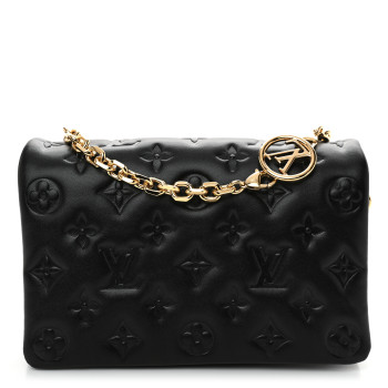 LOUIS VUITTON Lambskin Embossed Monogram Pochette Coussin Black LOUIS VUITTON Lambskin Embossed Monogram Pochette Coussin Black