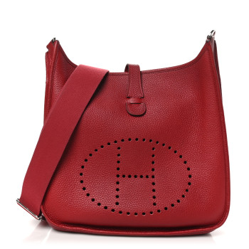 HERMES Taurillon Clemence Evelyne II GM Rouge Garance