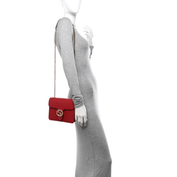 GUCCI Dollar Calfskin Small Interlocking G Shoulder Bag Red
