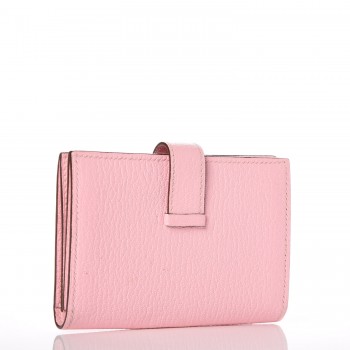 HERMES Chevre Mysore Mini Bearn Wallet Rose Sakura 272753
