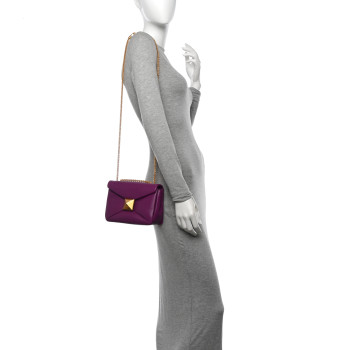 VALENTINO GARAVANI Nappa One Stud Chain Clutch Prune