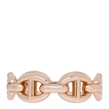 HERMES 18K Rose Gold PM Chaine d'Ancre Enchainee Ring 50 5.25