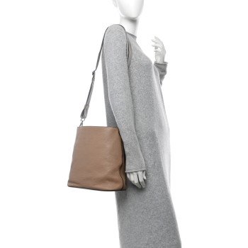 PRADA Vitello Phenix Embossed Logo Shoulder Bag Cammeo