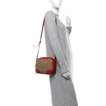 GUCCI Monogram Mini Bree Messenger Bag Red