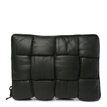 BOTTEGA VENETA Calfskin Maxi Intrecciato Puffy Laptop Pouch Camping