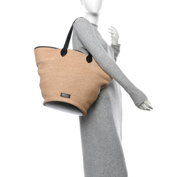 KHAITE Raffia Calfskin Osa Medium Tote Natural Black