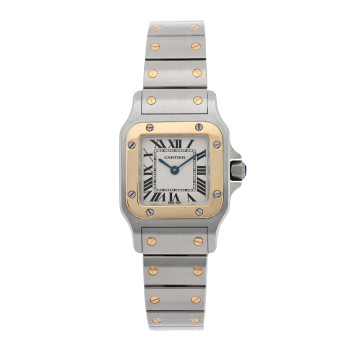 CARTIER Stainless Steel 18K Yellow Gold 24mm Santos De Cartier Galbee Quartz Watch