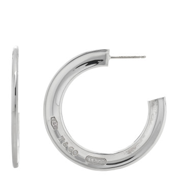 TIFFANY Sterling Silver 1837 Large Flat Hoop Earrings