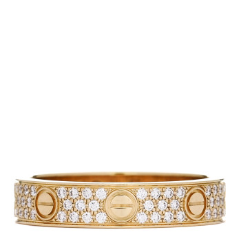 CARTIER 18K Yellow Gold Diamond 4mm LOVE Wedding Paved Band Ring 51 5.75
