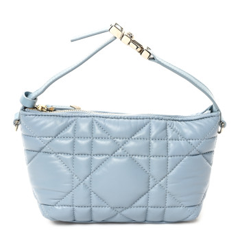CHRISTIAN DIOR Calfskin Macrocannage Small Diortravel Nomad Pouch Bracing Blue