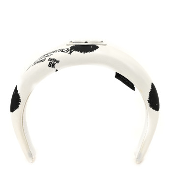 PRADA Re-Nylon Printed Metal Triangle Logo Headband Black White
