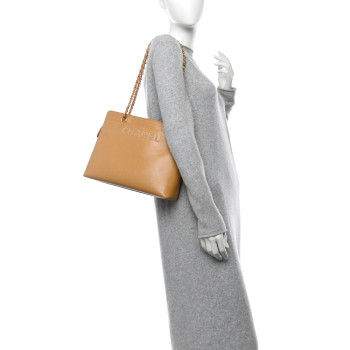 CHANEL Caviar Shoulder Bag Beige