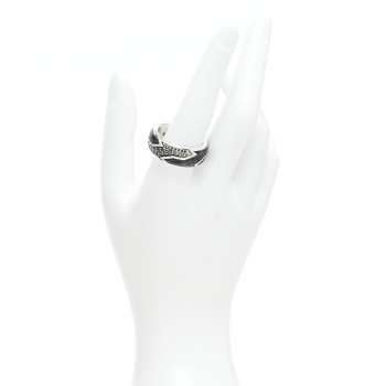 DAVID YURMAN Sterling Silver Black Diamond Forged Carbon Beveled Band Ring 63 10.25