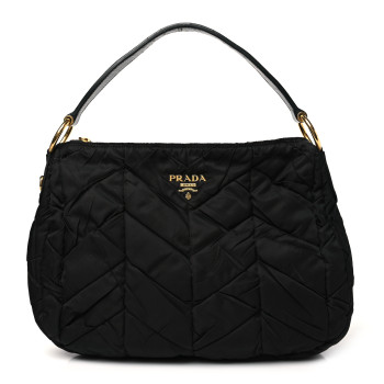 PRADA Tessuto Nylon Quilted Hobo Black