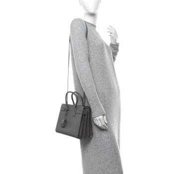 SAINT LAURENT Calfskin Baby Sac De Jour Fog