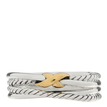 DAVID YURMAN Sterling Silver 18K Yellow Gold 6mm X Crossover Ring 62 10
