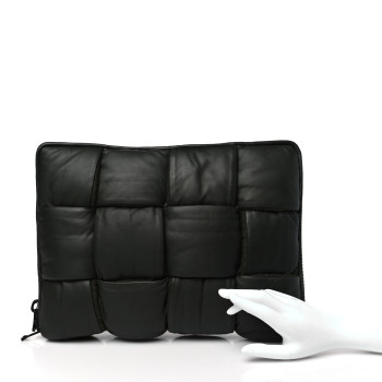 BOTTEGA VENETA Calfskin Maxi Intrecciato Puffy Laptop Pouch Camping