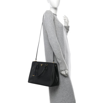 PRADA Saffiano Medium Galleria Double Zip Tote Black