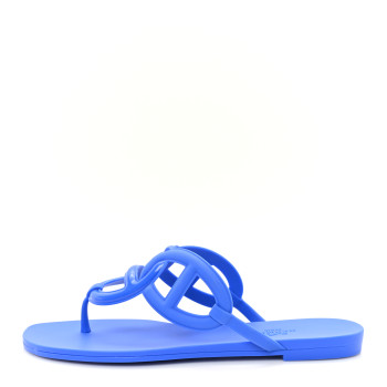 HERMES Rubber Womens Egerie Sandals  37 Bleu Outremer