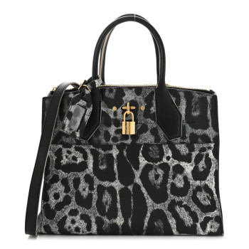 LOUIS VUITTON Canvas Calfskin Wild Animal Print City Steamer MM Black