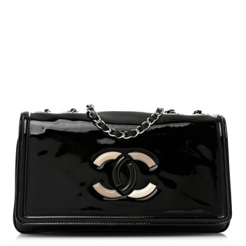 CHANEL Vinyl Small Lipstick Flap Bag Black