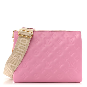LOUIS VUITTON Lambskin Embossed Monogram Coussin PM Rose Bonbon