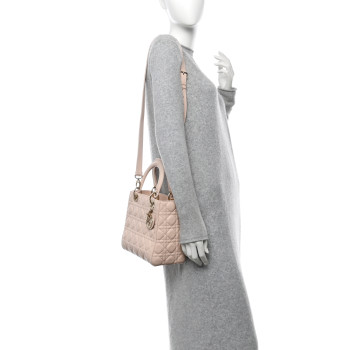 CHRISTIAN DIOR Lambskin Cannage Medium Lady Dior Light Pink