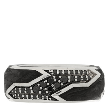 DAVID YURMAN Sterling Silver Black Diamond Forged Carbon Beveled Band Ring 63 10.25