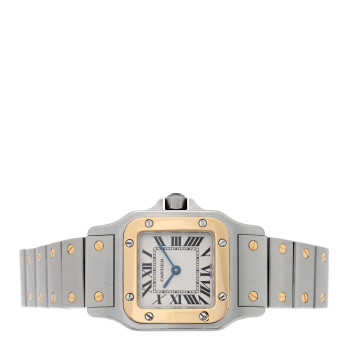 CARTIER Stainless Steel 18K Yellow Gold 24mm Santos De Cartier Galbee Quartz Watch