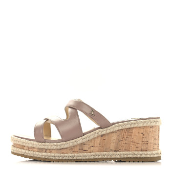JIMMY CHOO Nappa Rayah 60 Wedge Sandals 37 Ballet Pink