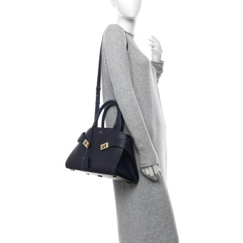 SALVATORE FERRAGAMO Calfskin Small Hug Bag Midnight