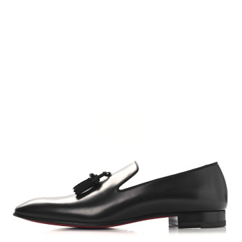 CHRISTIAN LOUBOUTIN Calfskin Tassel Dandelion Mens Dandelion Flat Loafers 42 Black