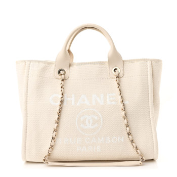 CHANEL Canvas Small Deauville Tote Beige