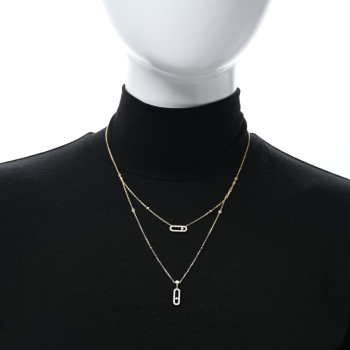 MESSIKA 18K Yellow Gold Diamond Move Uno 2 Rows Pave Necklace