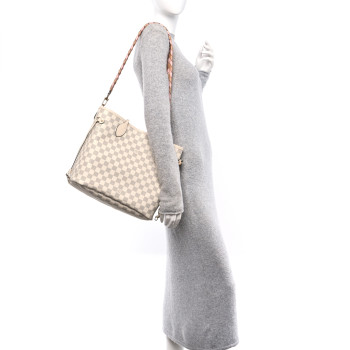 LOUIS VUITTON Damier Azur Braided Neverfull MM Pink