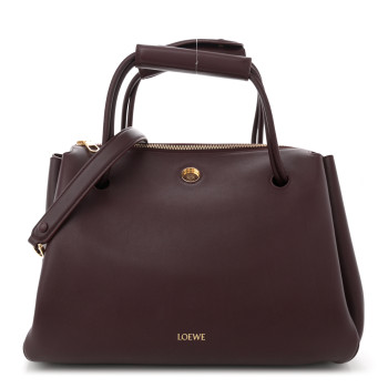 LOEWE Shiny Nappa Calfskin Large Madrid Bag Burgundy