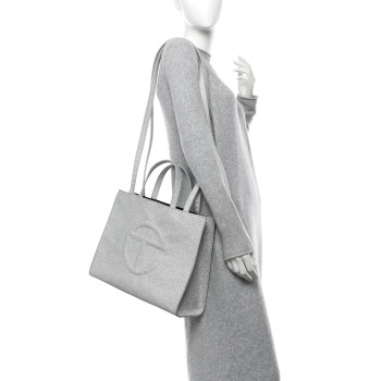 TELFAR Glitter Microfiber Large Shopping Bag Silver