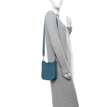 HERMES Taurillon Clemence Evelyne TPM New Blue Jean