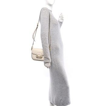 GUCCI Azalea Calfskin Web Mini Horsebit 1955 Shoulder Bag Mystic White