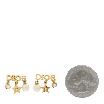 CHRISTIAN DIOR Pearl Crystal Dio(r)evolution Star Clip On Earrings Gold
