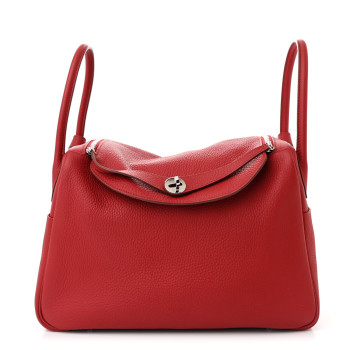 HERMES Taurillon Clemence Lindy 34 Rouge Garance