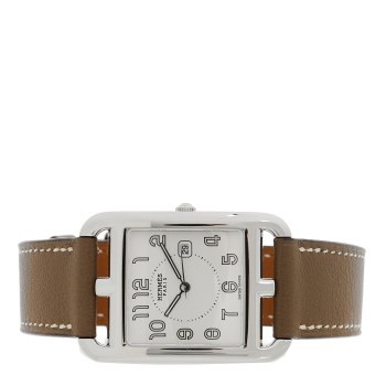 HERMES Stainless Steel Swift 29mm Cape Cod Quartz Watch Etoupe