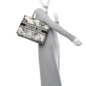 CHRISTIAN DIOR Canvas Zodiac Toile De Jouy Embroidered Medium Book Tote Latte