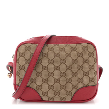 GUCCI Monogram Mini Bree Messenger Bag Red