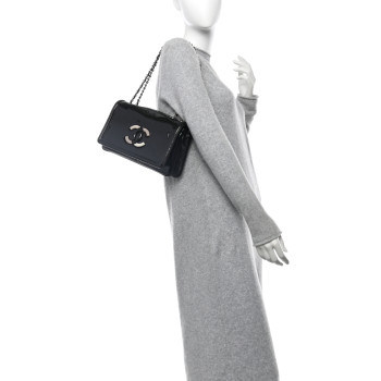 CHANEL Vinyl Small Lipstick Flap Bag Black